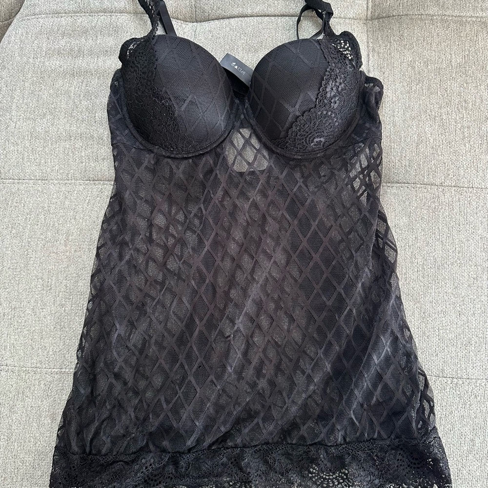 Elegant Black Lace Chemise